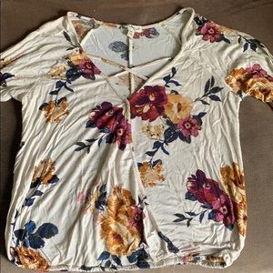 Flowered long sleeve blouse